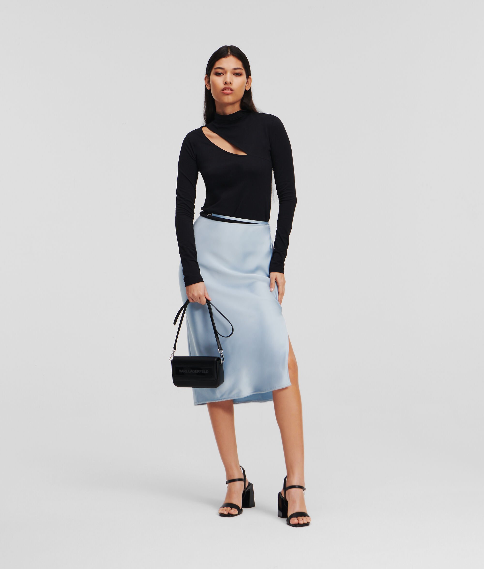 (image for) Elegant Karl Signature Satin Midi Skirt